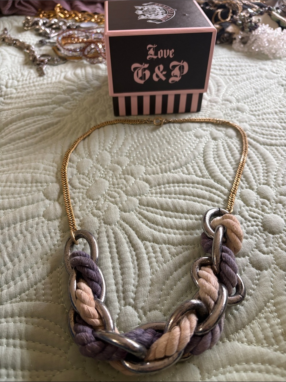 Vintage Juicy Couture Two-Tone Braided Chain Necklace